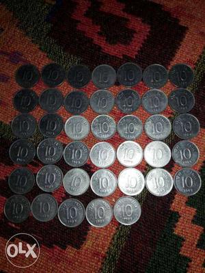 10 paise coins set of 40 coins all from same year