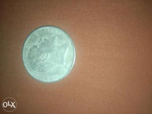 Antique 1 Rupee Silver Coin issued by British