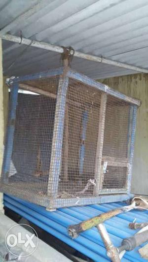 Brown And Gray Steel Pet Cage