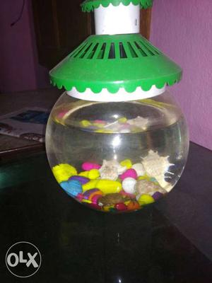 Fish bowl without fish with a cute cap