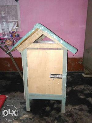 Gray And Brown Wooden Pet Cage