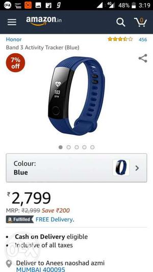 Honor Band 3 blue colour seal pack no open 1 years warranty