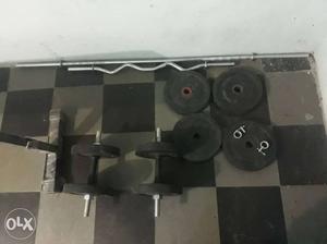 Pair Of Black Adjustable Dumbbells And Weight Plate Lot