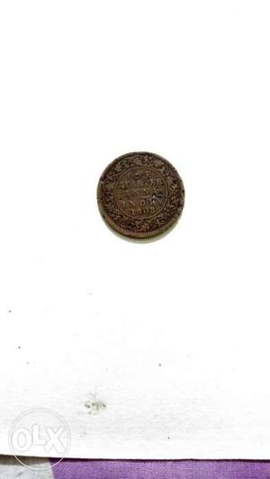 Round Copper Quarter Anna Coin