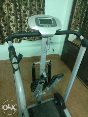 Treadmill with leg stretcher and hip rotator
