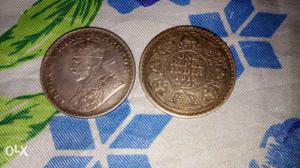 Two 1 Indian Anna Coins