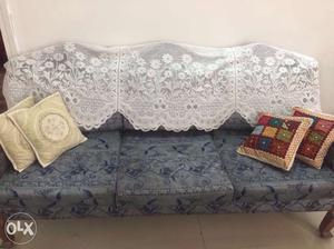 5 Seater Gray Floral Sofa
