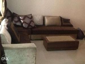 7 seater Sofa set, Brown & Cream colour with Luxirous