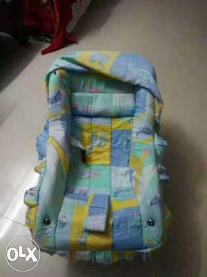 Baby's Teal And Yellow Monogram Car Seat