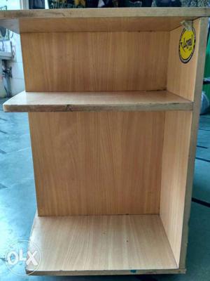 Beige Wooden 2-shelf Bookcase