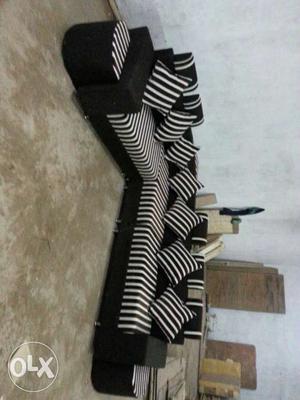 Black And White Stripe Sectional Couch