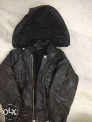 Black Leather Full-zip Jacket