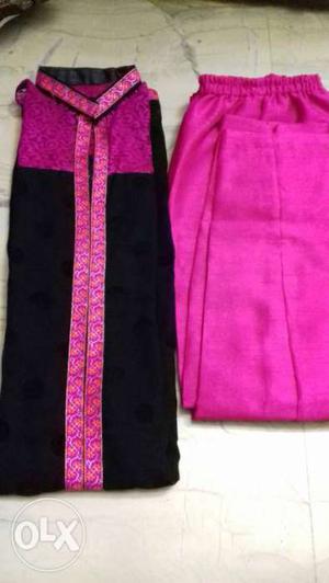 Black nd pink combination pant style suit