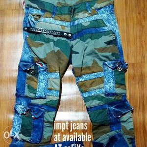 Blue And Gray Camouflage Cargo Pants