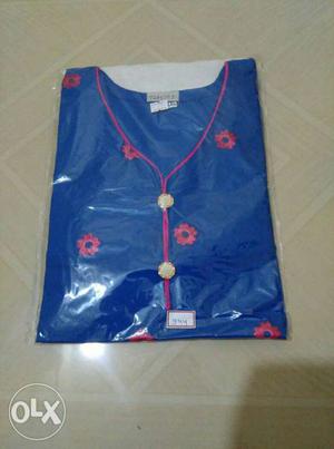 Blue Floral V-neck Shirt