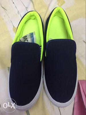 Blue-and-green Slip On Shoes