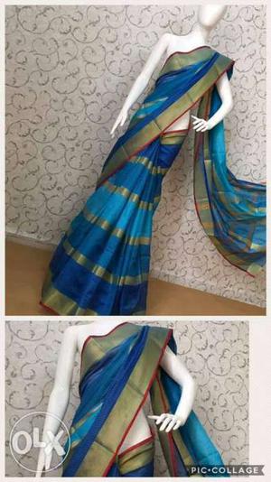 Blue-brown-teal Sari Traditional Dress