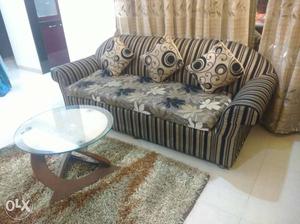 Brown And Black Striped Sofa,Three plus two sitting with