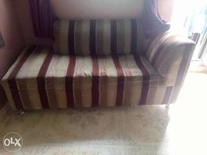 Brown And White Stripe Lounge Chair