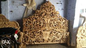 Brown Floral Headboard And Footboard Frames