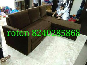 Brown Sectional Fabric Sofa