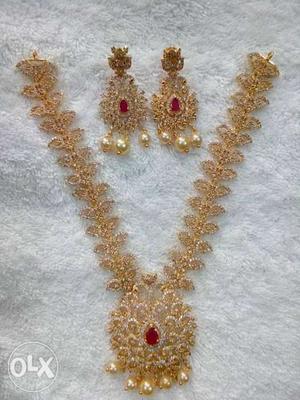 Cz Necklace Set With Ear Rings