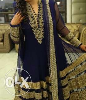 Floor Length Suit In Royal Blue Colour with