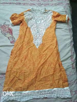 Free shipping India Women's Orange And White Dress