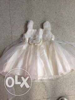 Gently Used Plain Off White Frock for 1-2 years girls