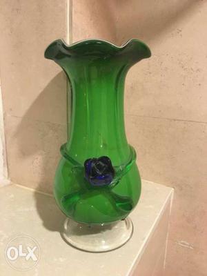 Green colour Table flower vase. Height- 11 inches