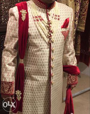 Men's Red And White Traditional Dress