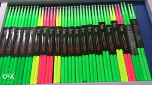 Neon drumsticks.. Green, Yellow And Pink Drumsticks