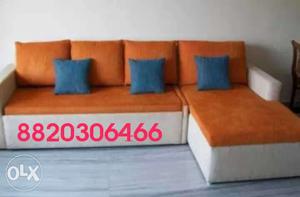 Orange And White Sectional Couch