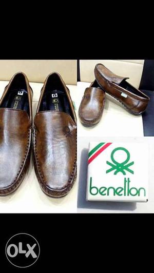 Pair Of Benetton Leather Flats