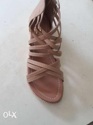 Paired Brown Open-toe Sandal