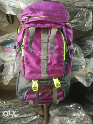 Pink And Gray Hiking Backpack