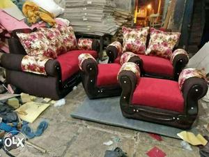 Pink-and-black Fabric Sofa