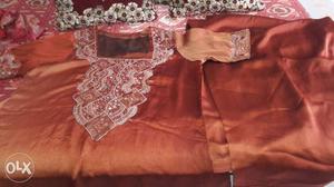 Punjabi suit of imported material with silver