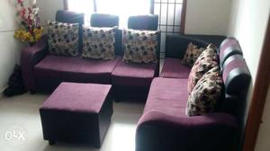 Purple Suede Pad Sectional Couch