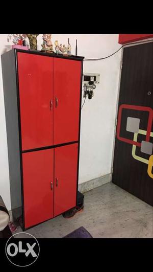 Red And Black Wooden 4-door Cabinet