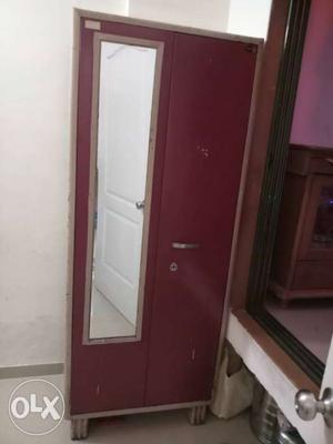 Red And Grey Wardrobe With Mirror