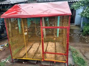Red And Yellow Steel Pet Crate