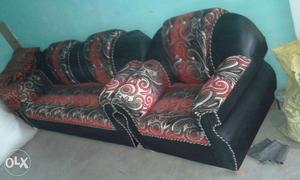 Red-and-black Leather Couch