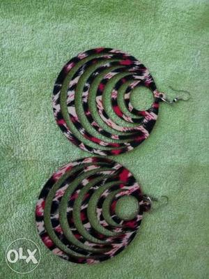 Red-black-white Hook Drop Earrings