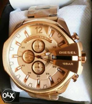Rose gold case n strap chronograph diesel big