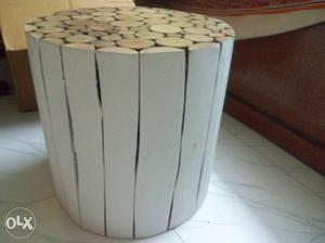 Round White Wood Log Table