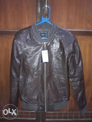 Splash Bomber Leather Jacket in Brown Brand New Size Small