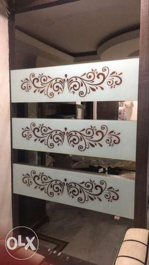 Three White And Brown Floral Designed Boards Decor
