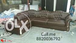 Tufted Brown Leather Sectional Sofa