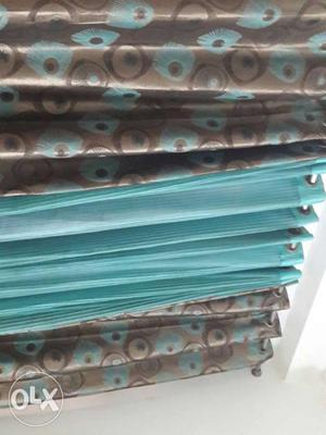 Turquoise blue &brown color silken & tissue